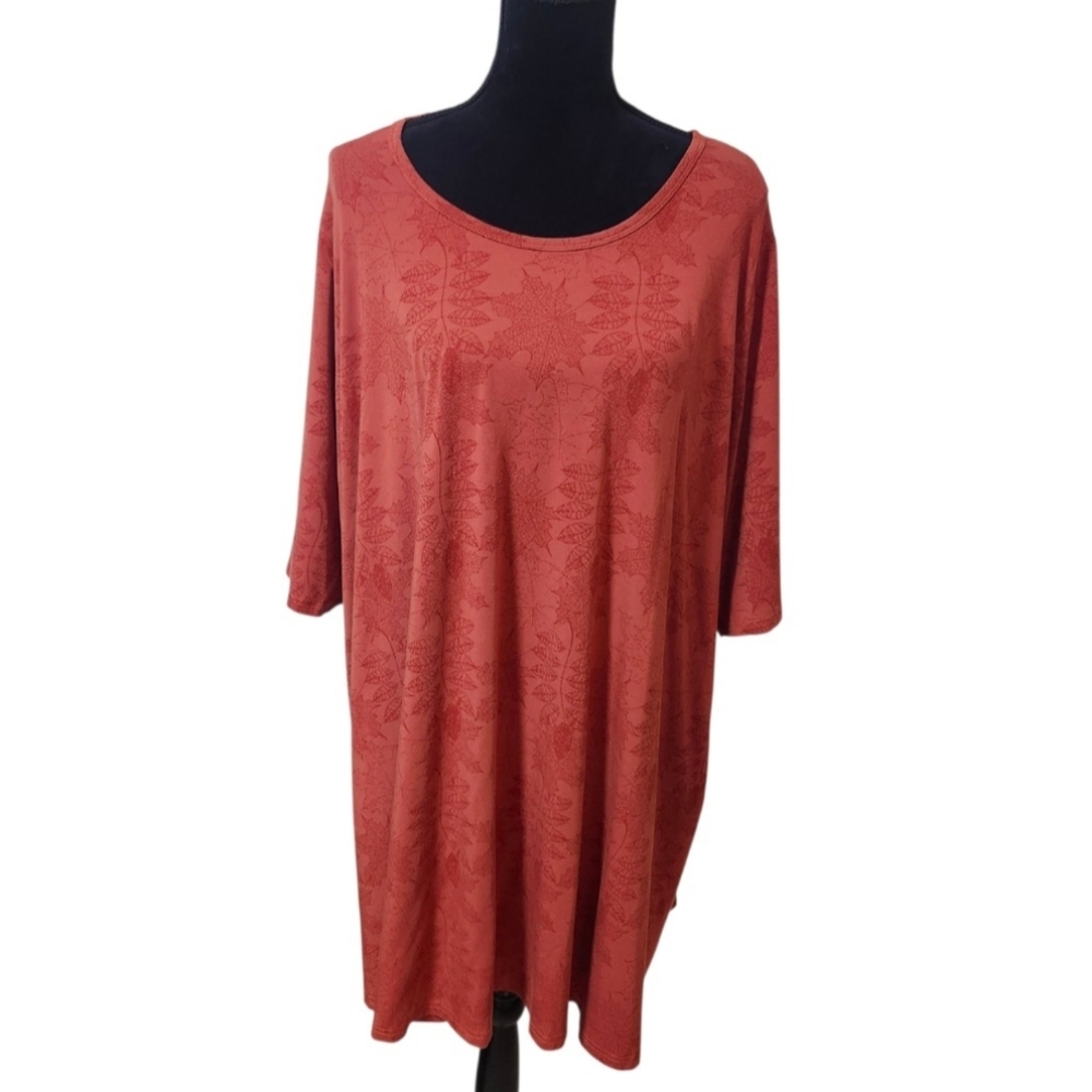 Blue Sky, Bamboo Blend Relaxed Scoop Neck Women's Long Top in Rust